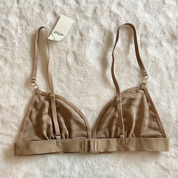 NWT Aerie Velvet Stripe Triangle Bralette in Cappuccino - Size: XS - Picture 6 of 8